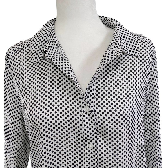 Como Vintage Black White Polk Dot Tunic Blouse S - Picture 8 of 12